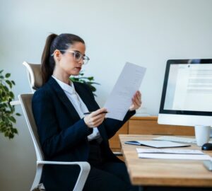 Mulher trabalha em uma das melhores empresas de tradução do mercado.